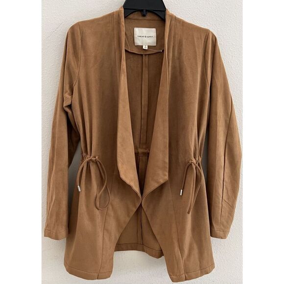 Thread & Supply Women Sz Small Malva Camel Brown Microsuede jacket - Picture 1 of 9